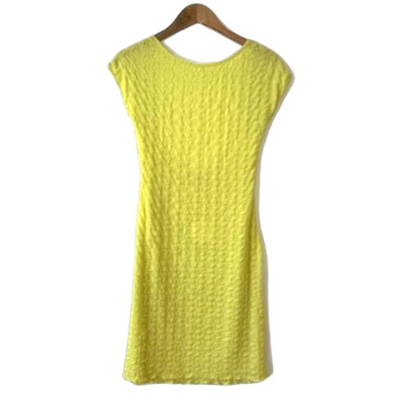 Find Me Now Second Skin Ross Yellow Bodycon Mini Dress Backless Textured NEW Med - Picture 3 of 7